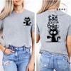 No Talkie Before Coffee Print T-shirt Short Sleeve Casual Top Summer Women Black Cat Kawaii Streetwear Graphic Tees Shirt Tops