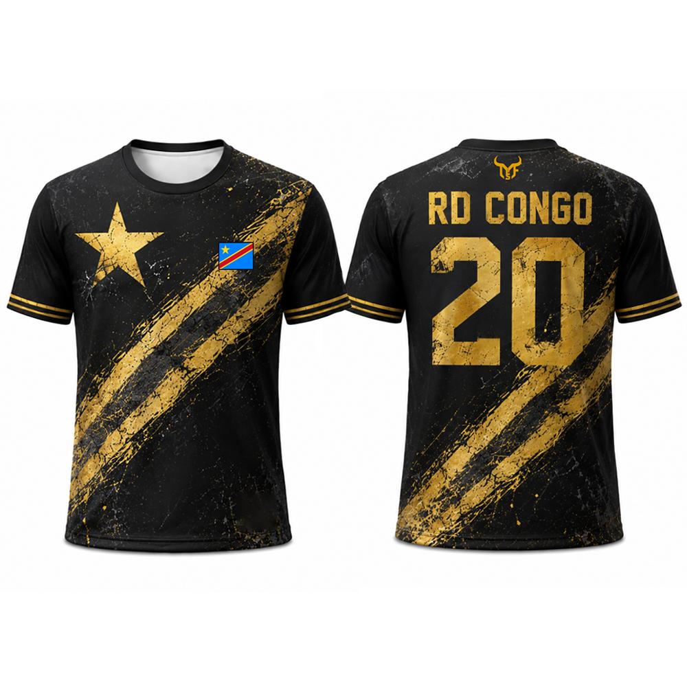2026 New RD Congo Flag Print Football T-shirt Summer Vintage Breathable Casual Crew Neck Tops Sports Training Jersey Men's Gift