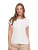 Women's Short Sleeve Cotton Blouse Loose Fit Elegant MORAJ S ECRU