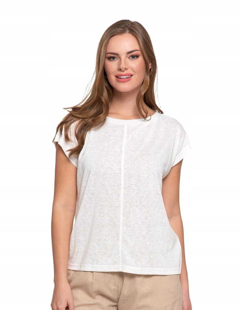 Women's Short Sleeve Cotton Blouse Loose Fit Elegant MORAJ S ECRU