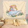 Orange Bottom Simple Cartoon Puppy Tapestry Wall Hanging Home Decor for Bedroom Living Room Dorm Cute Dog Aesthetic
