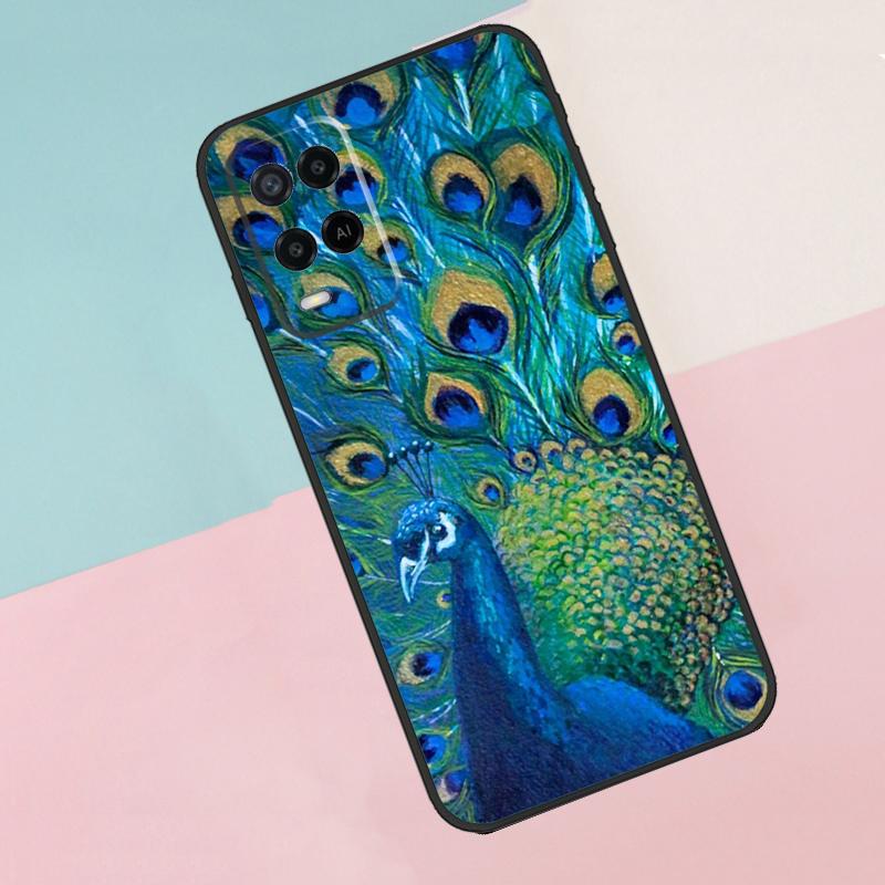 Bird Peacock Feather For Oppo A16 A76 A96 A15 A80 A60 A40 A94 A54 A98 A78 A18 A38 A58 A17 A77 A74 A57S Phone Case