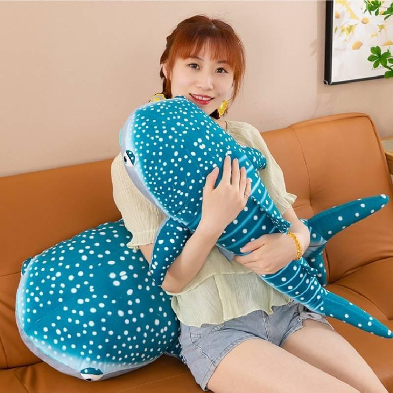 Animal de Pelúcia Realista Tubarão Brinquedo Macio Boneca Baleia Azul Para Amantes do Oceano