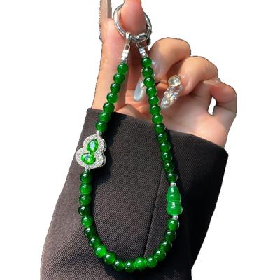 Chinese-Style Gourd Phone Charm - High-End Beaded Rhinestone Keychain