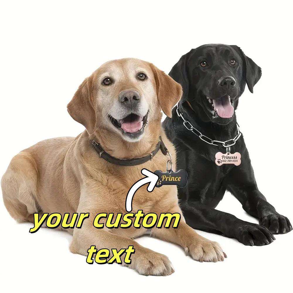 Personalized Dog ID Tag Custom Engraved Bone Nameplate Stainless Steel Pet Collar Accessories Anti-lost Pendant for Puppy Cat
