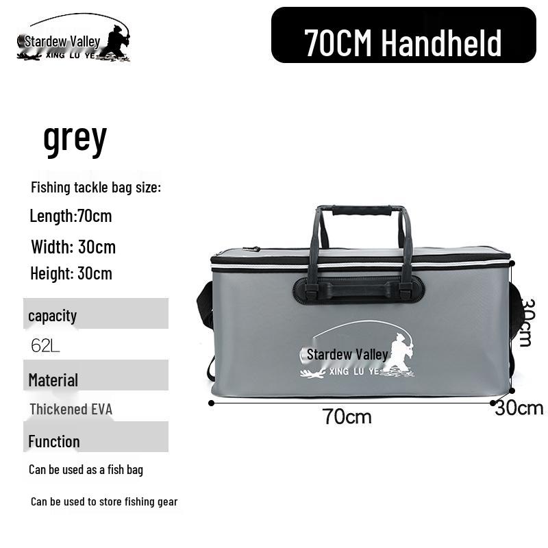 Collapsible EVA Fish Bucket with Strap - Multifunctional and Thickened Design with Built-in Keepnet