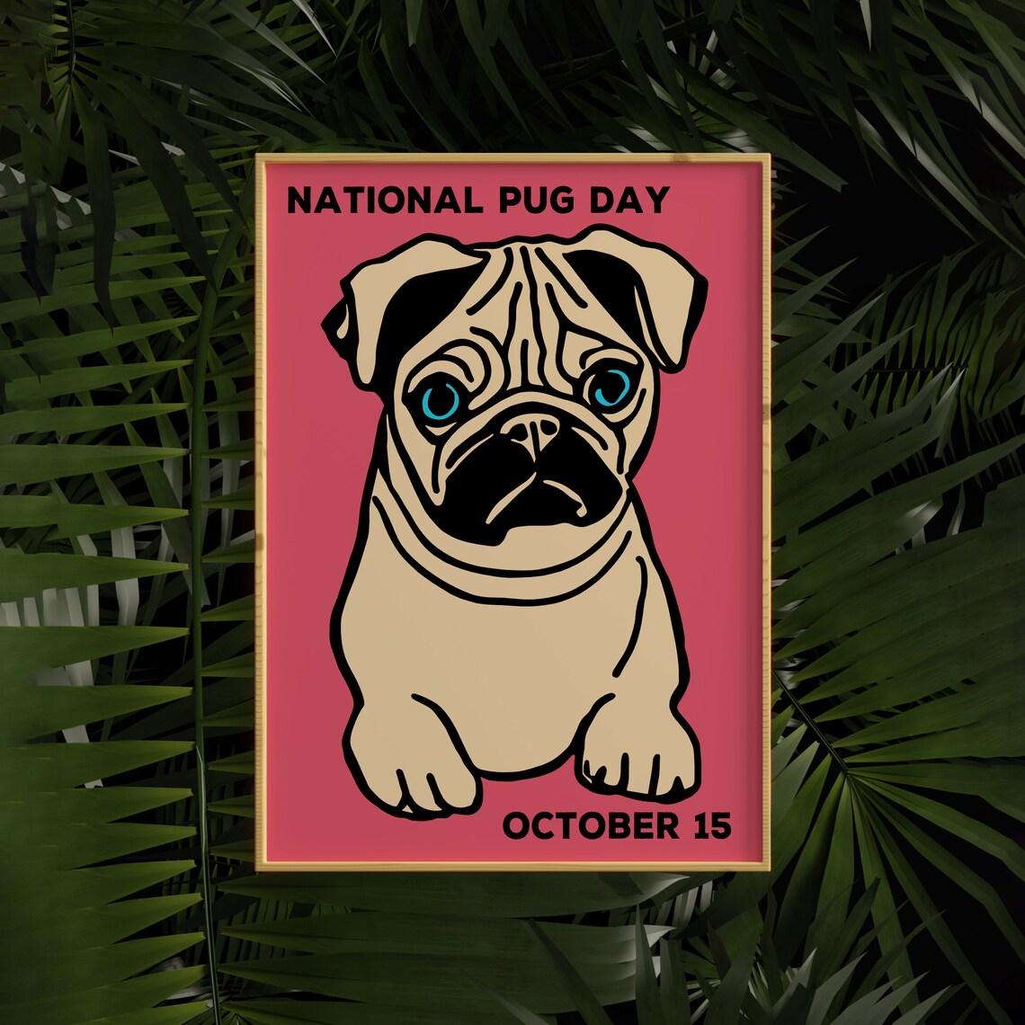 

Плакат на Международный день мопса, холст, живопись, постеры, милый и вычурный декор, очаровательный настенный художественный принт для собаки Мопса для домашней комнаты 21x30cm No Frame