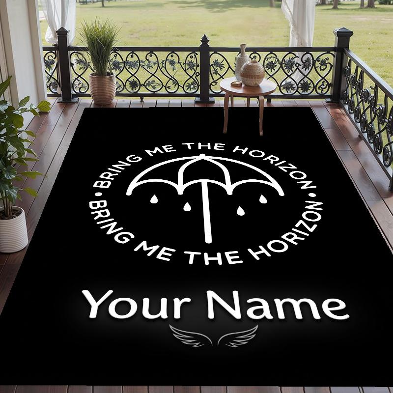 Custom Name Bring Me the Horizon Crystal Velvet Floor Rug Personalized Text Soft Carpet Home Decor