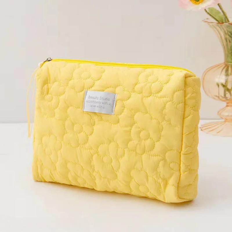 Женская косметичка с цветочным узором, косметички, стеганая хлопковая мягкая косметичка, большая дорожная косметичка на молнии