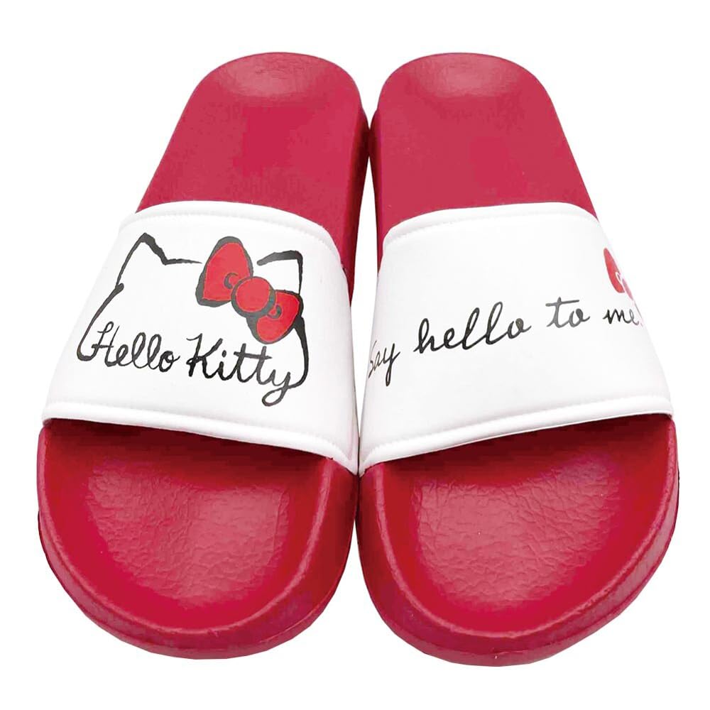 

Sanrio Hello Kitty Logo Shower Sandals SA1042 0 (Red, Medium, 23-point measurement, centimeters)