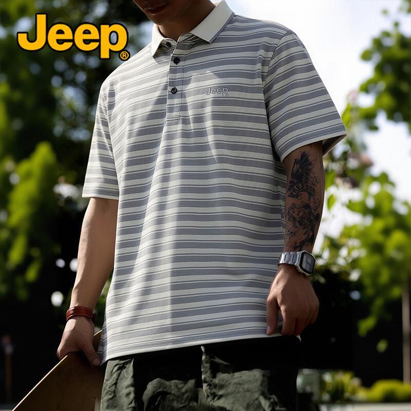 JEEP Men s Thin Breathable Embroidered Polo Shirt M