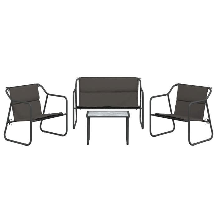 VidaXL Salon de jardin avec coussins 4 pcs anthracite acier, ensemble de salon, ensemble de salon extérieur, ensemble de 3186934