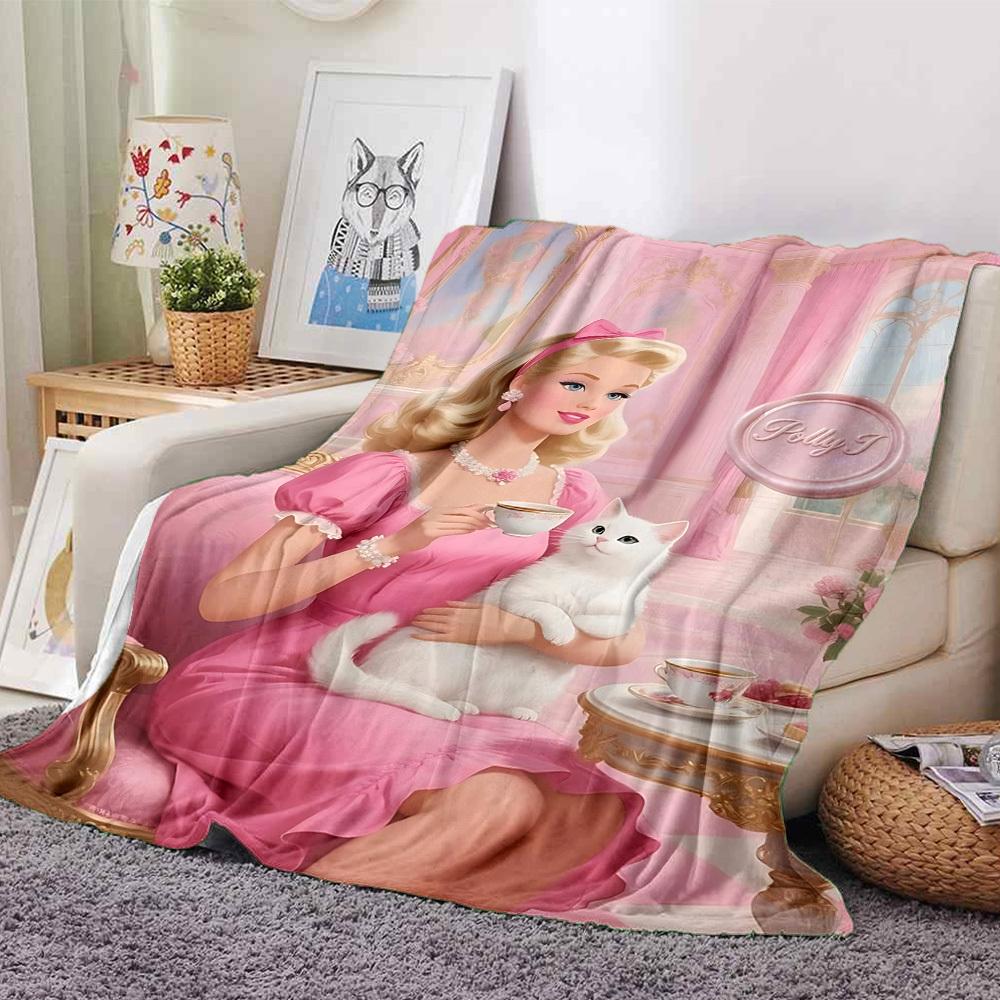1pc Polly I Flannel Blanket Soft Warm Throw for Home, Office, Travel, All Season Cozy Bedding Gift, Office
