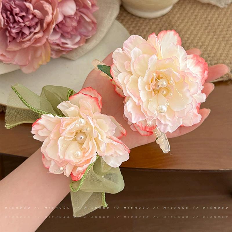 Atmosphere, Peony Flowers, Hair Hoop, Grab Clip, Female Back of Head, Shark Clip, Tie Hair, Rubber Band Headpiece