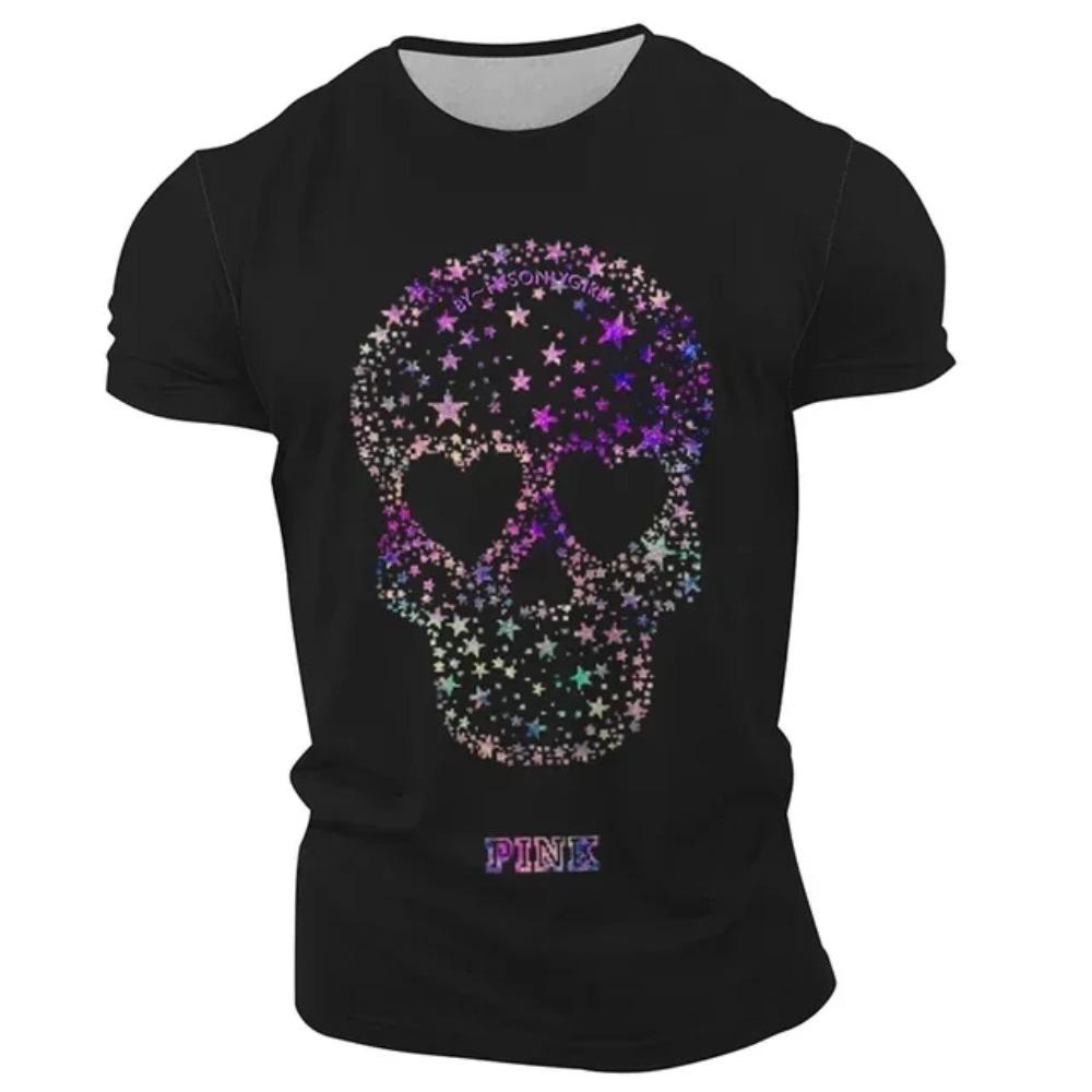 Summer Classic Casual Retro Horror Skull 3d Printed Men's T-shirt O Neck Short Sleeve Oversized Loose Casual Hip Hop Street Top