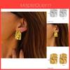 Orecchini Geometrici Irregolari Texturizzati in Acciaio Titanio Oro 18k per Pendolari alla Moda