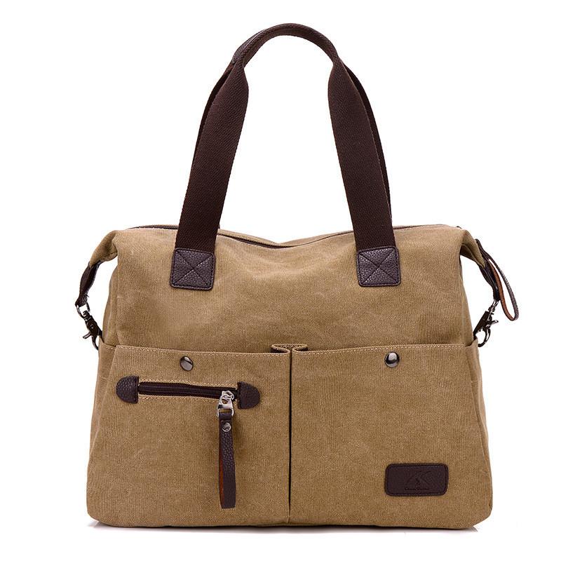 Korean Style Canvas Womens Casual Shoulder Bag With Zipper Pockets For Daily Use