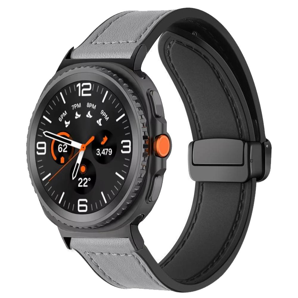 Leather+Silicone Strap for Samsung Galaxy Watch8 44mm 40mm Classic 46mm Magnetic Buckle Wristband for Galaxy Watch Ultra 2025 47mmBelt