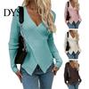 Γυναικείο Πλεκτό Πουλόβερ Σέξι V-Neck Wrap Πλεκτό Τοπ Εφαρμοστό Σταυρωτό Μπροστά Πουλόβερ Μακρυμάνικο Μαλακό Διαπνέον Ύφασμα Ρούχα Φθινοπώρου Ζεστό Wrap-around