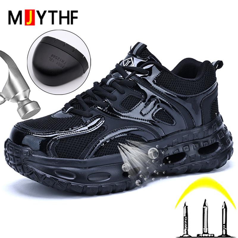 Fashion Women's Safety Shoes Anti-smash Anti Puncture Work Sneakers Steel Toe Shoes Breathable Lightweight Protection Shoes