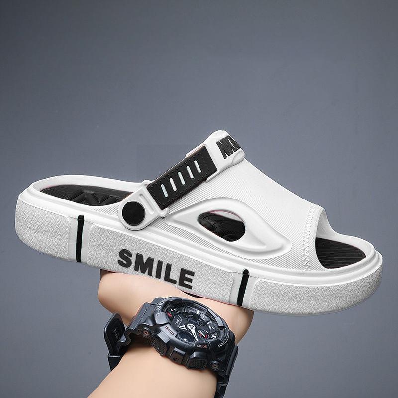

Модные мужские шлепанцы с одним словом, летние дышащие уличные нескользящие спортивные сандалии, легкие удобные модные пляжные туфли с мягкой подошвой 40-41 белый