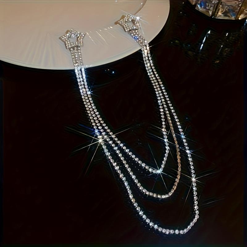 

1PC Internet Celebrity Super Flash Diamond Rhinestone Multi-layer Love Star Chain Fringed Brooch Female Brooch
