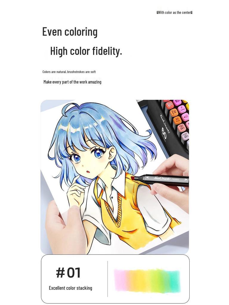 Touchmark 168-Color Alcohol-Based Marker Set with Durable Tips for Students