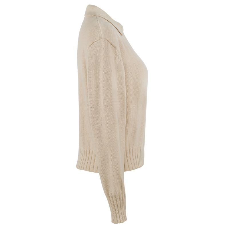 Kołnierzyk polo Luźny sweter damski swobodny dzianinowy sweter z długim rękawem Ciepły jednolity kolor Top Prosty dojazd Modny swobodny sweter Jesień Zima