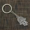 Fashion 30mm Key Ring Metal Key Chain Keychain Jewelry Antique   Plated Hamsa Palm Hand Protection 42x28mm Pendant