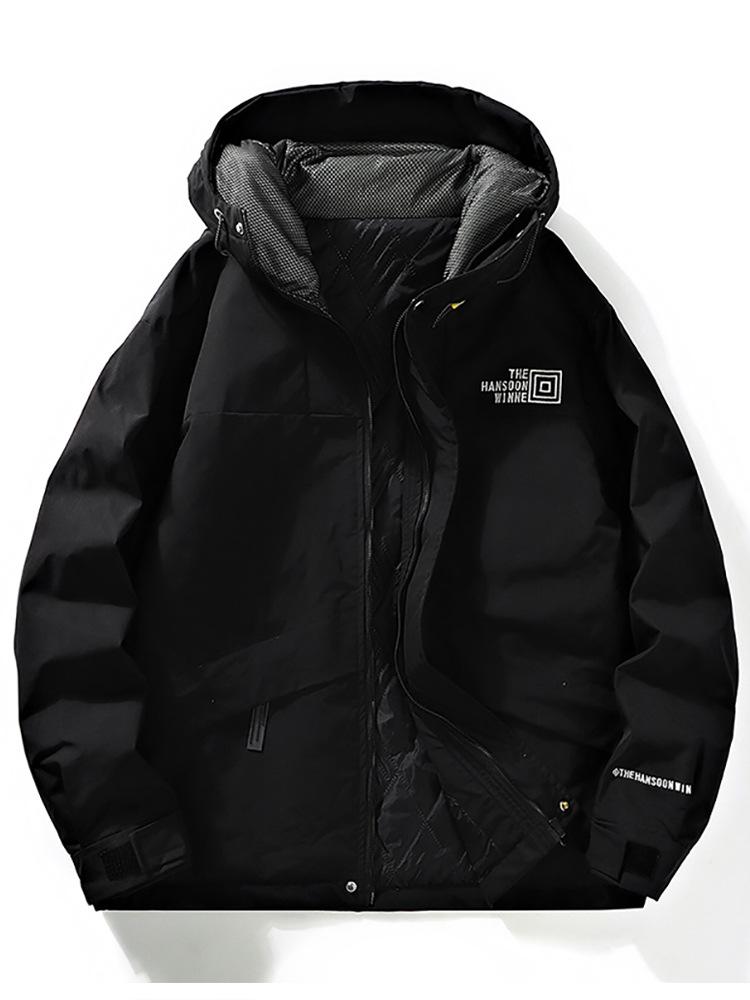 

Осенне-зимняя ветрозащитная и водонепроницаемая хлопковая одежда. Модная брендовая куртка с капюшоном и контрастной цветной строчкой на хлопковой подкладке. 4XL