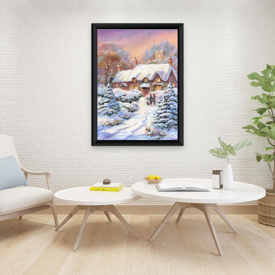 Zimní scénická DIY 5D diamantová malba Plný kulatý vrták Krajina Diamantové vyšívání Sady křížkového stehu Nástěnné umění Domácí dekorace