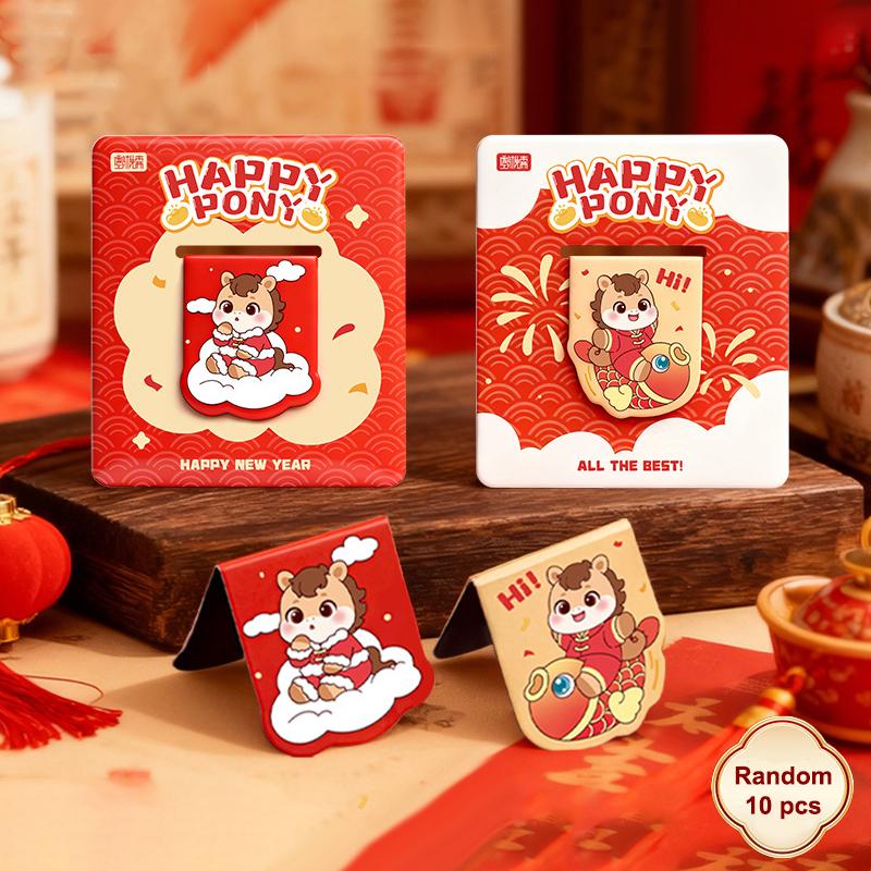 

6/10Pcs Chinese New Year Horse Bookmarks Student Stationery Cute Auspicious Animal Fortune-Themed Pendants DIY Jewelry Gift