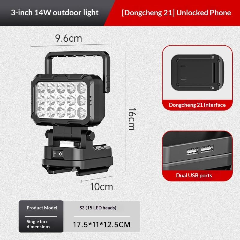 1Pcs Led Work Light 3/4/5Inch With Handle And Dual Usb Interface Suitable For 18V Lithium-Ion Battery Flashlight