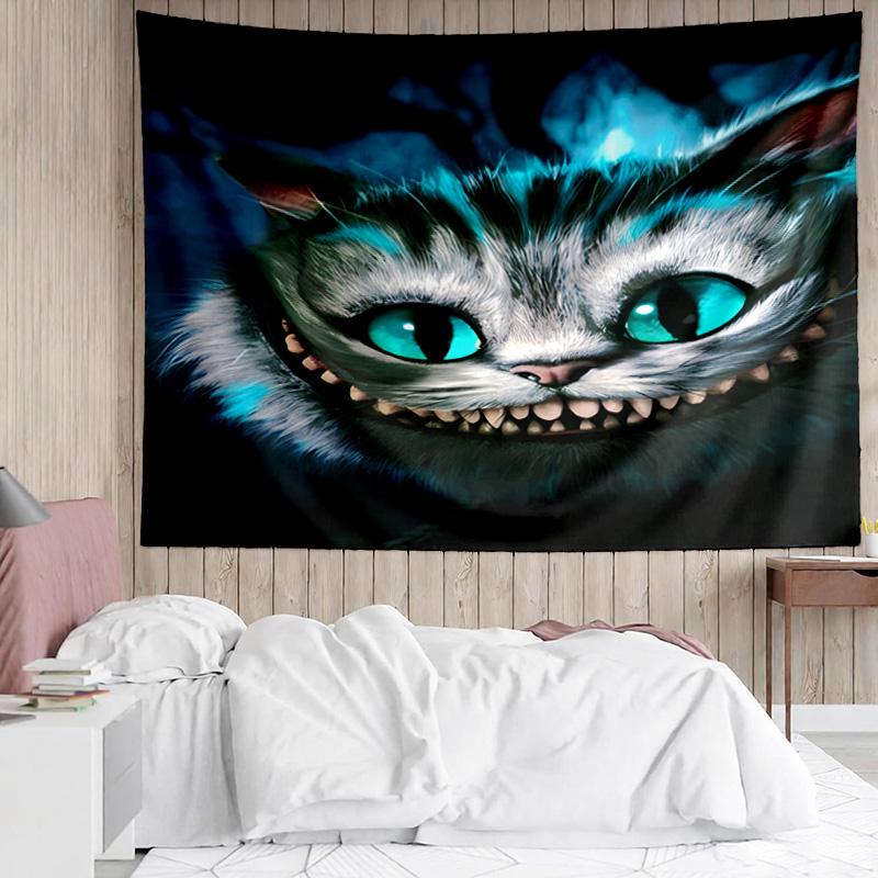 1PC wonderland Smile Cat K-pop music group Tapestry Accessories for Bedroom,Livingroom, dormitory Room Wall Decor Fan Birthday Gifts