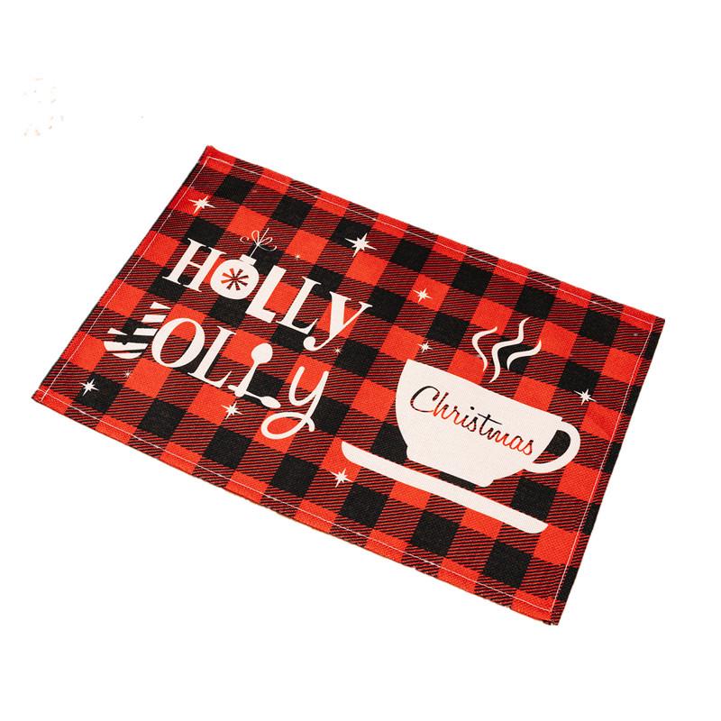 Plaid Christmas & New Year Table Mat - Heat-Resistant Home Decoration Placemat