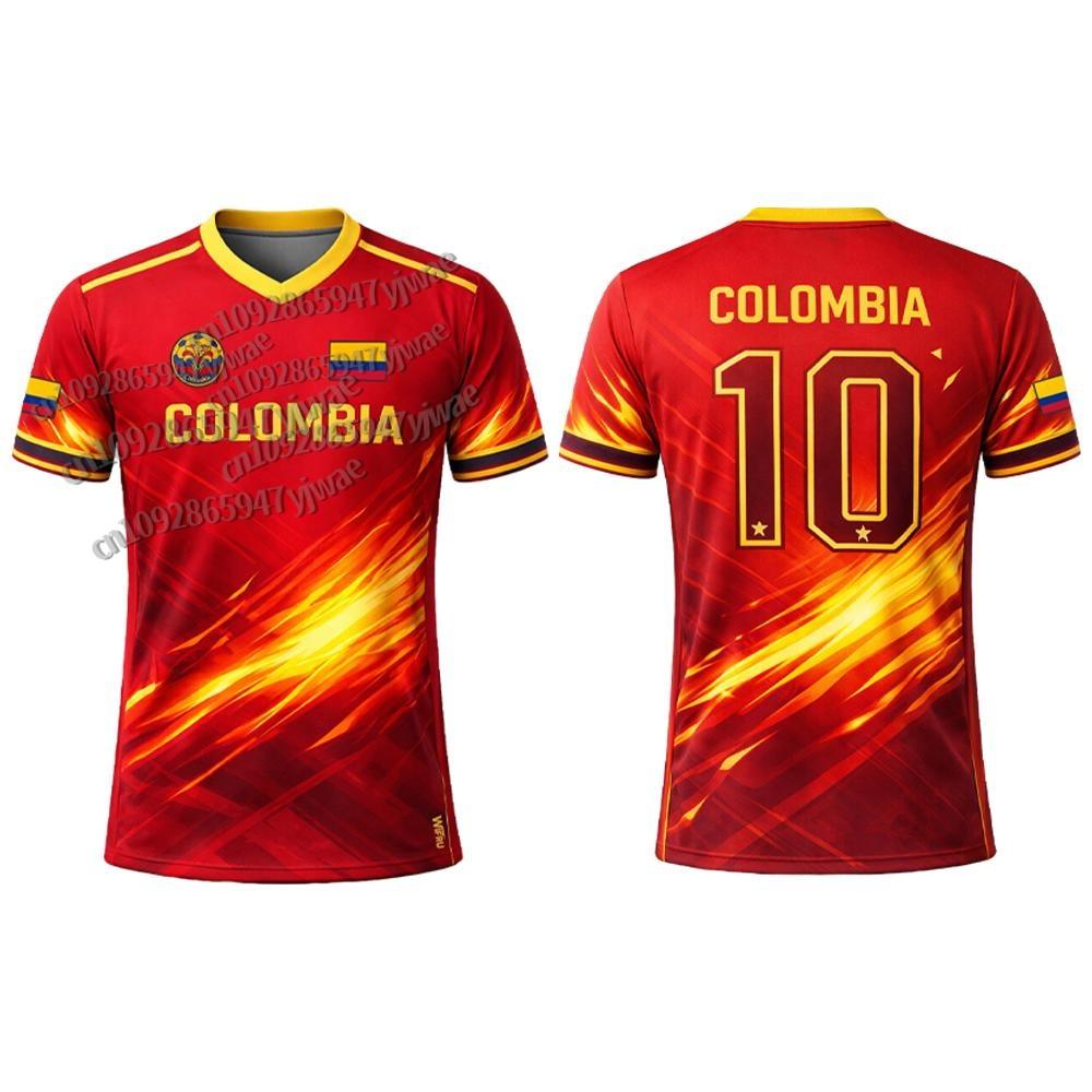 Kolumbien Flagge 3D Gedrucktes Trikot Herren Outdoor Sport Atmungsaktiv Kurzarm Fußball Trainingsshirt Unisex Lässiges V-Ausschnitt T-Shirt