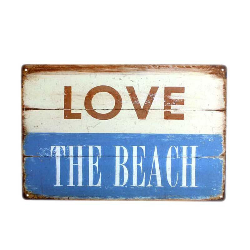 Love The Beach Tin Sign Bar Pub Cafe Shop Wall Decoration Vintage Metal Art Sticker Poster Home Decor Iron Plate 30x20cm A933