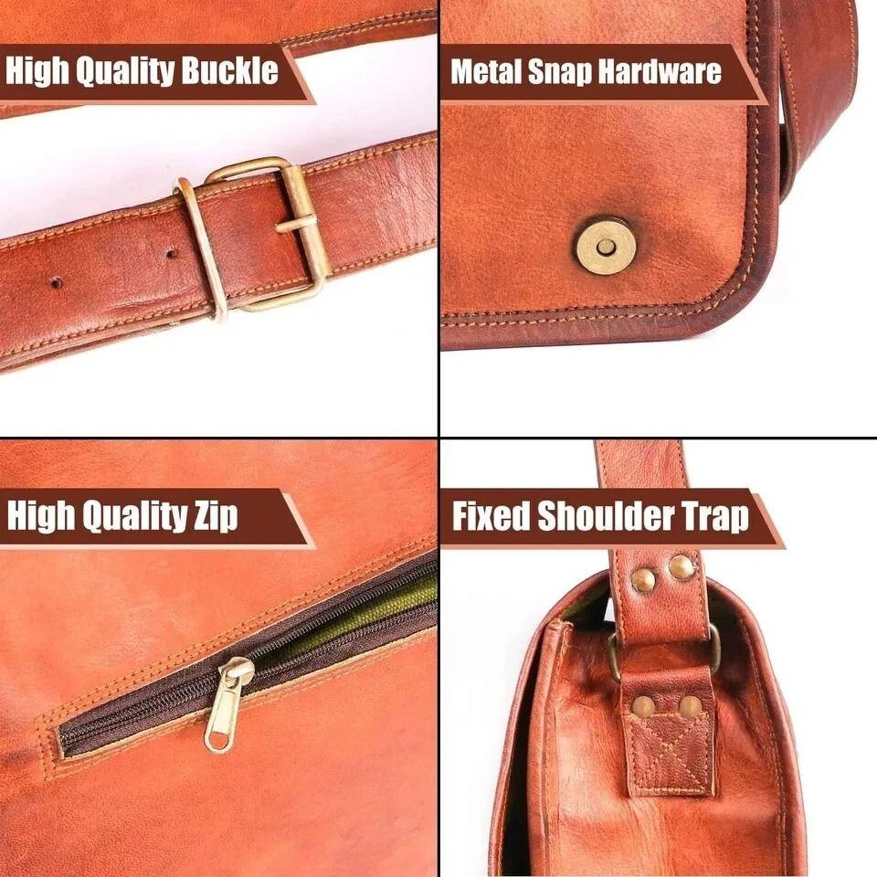 Real Artist Vintage Leather Men's Messenger Shoulder Laptop Briefcase Bag