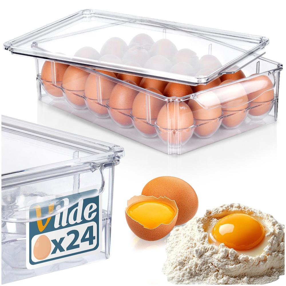 Egg container with lid for 24 eggs
