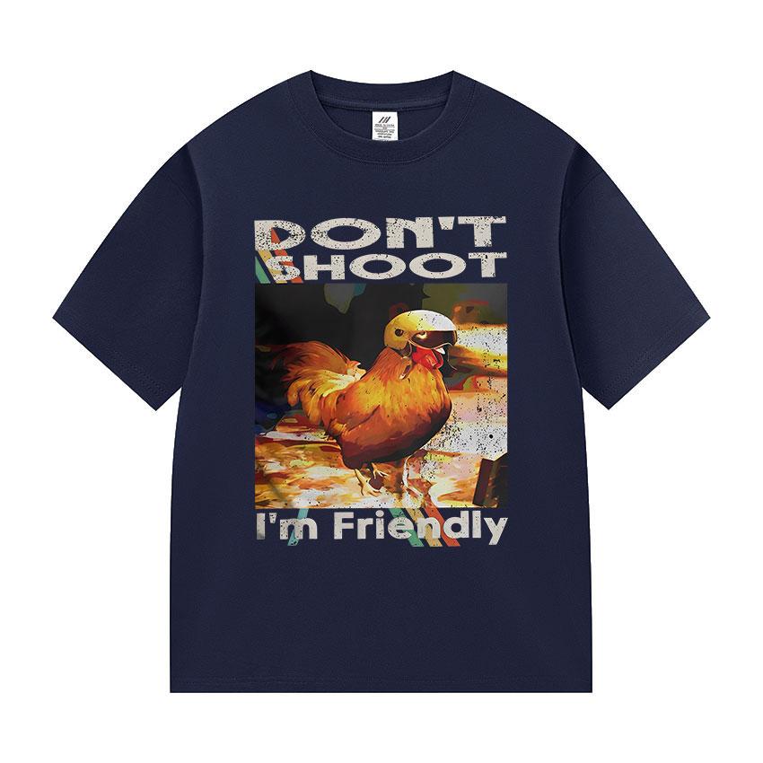 Gamer ARC Raiders Don't Shoot I M Friendly Chicken Funny Graphic T-Shirt Unisex Women Vintage Fashion Oversized 100% Cotton T Shirt