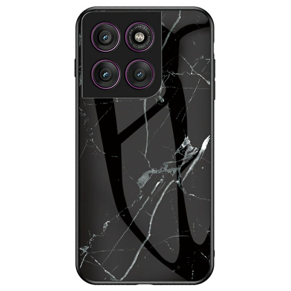 For Motorola Edge 60 Pro 5G Case Marble Pattern Tempered Glass+PC+TPU Protective Phone Cover