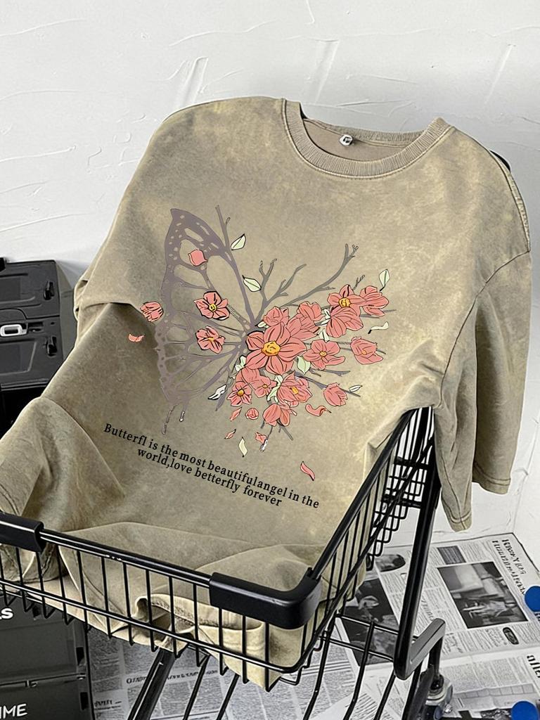 Unisex Retro Washed Cotton Short Sleeve T-shirt - Vintage Style, European & American Trend, Loose Five-Point Sleeve