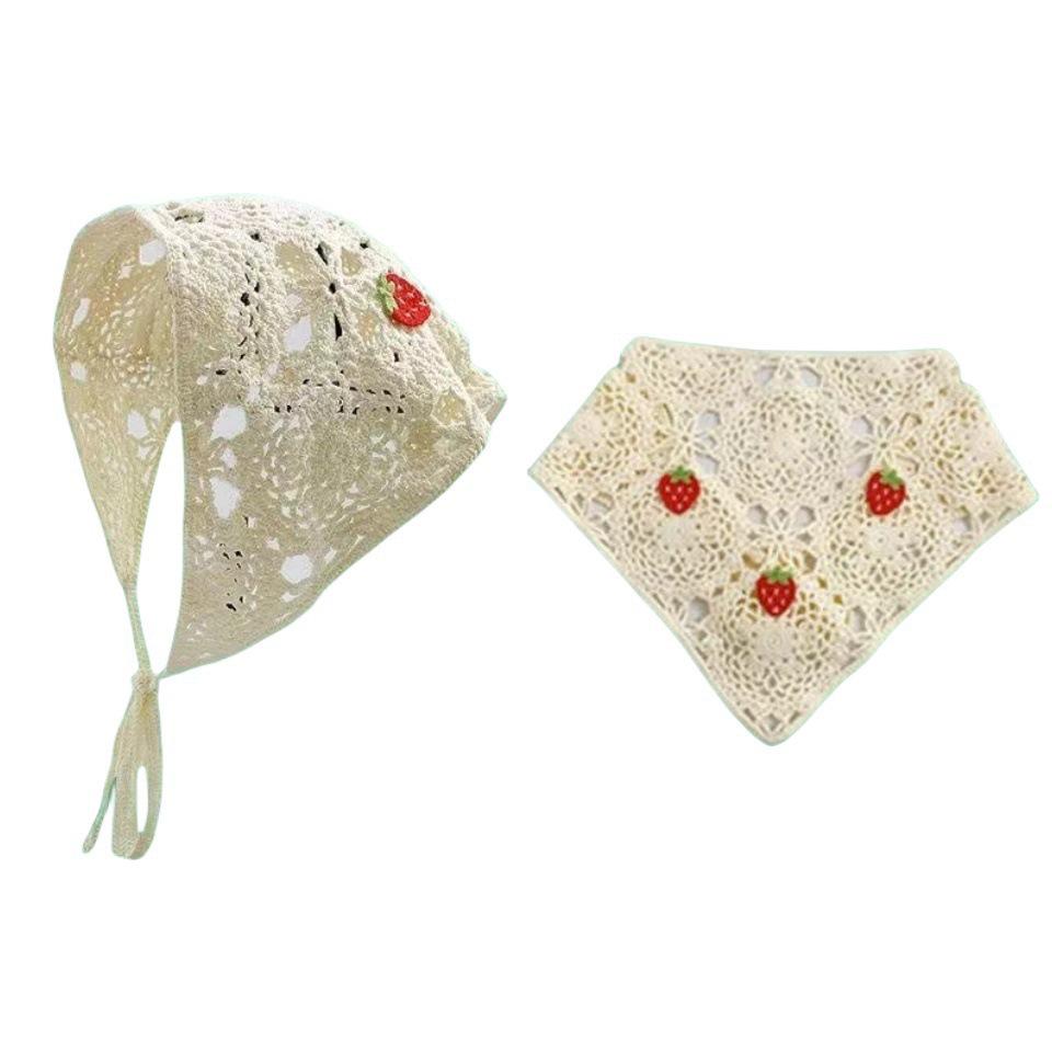 Ręcznie robiona szydełkowa trójkątna chusta na głowę: Francuski Retro, Wszechstronny, Styl Pastoralny