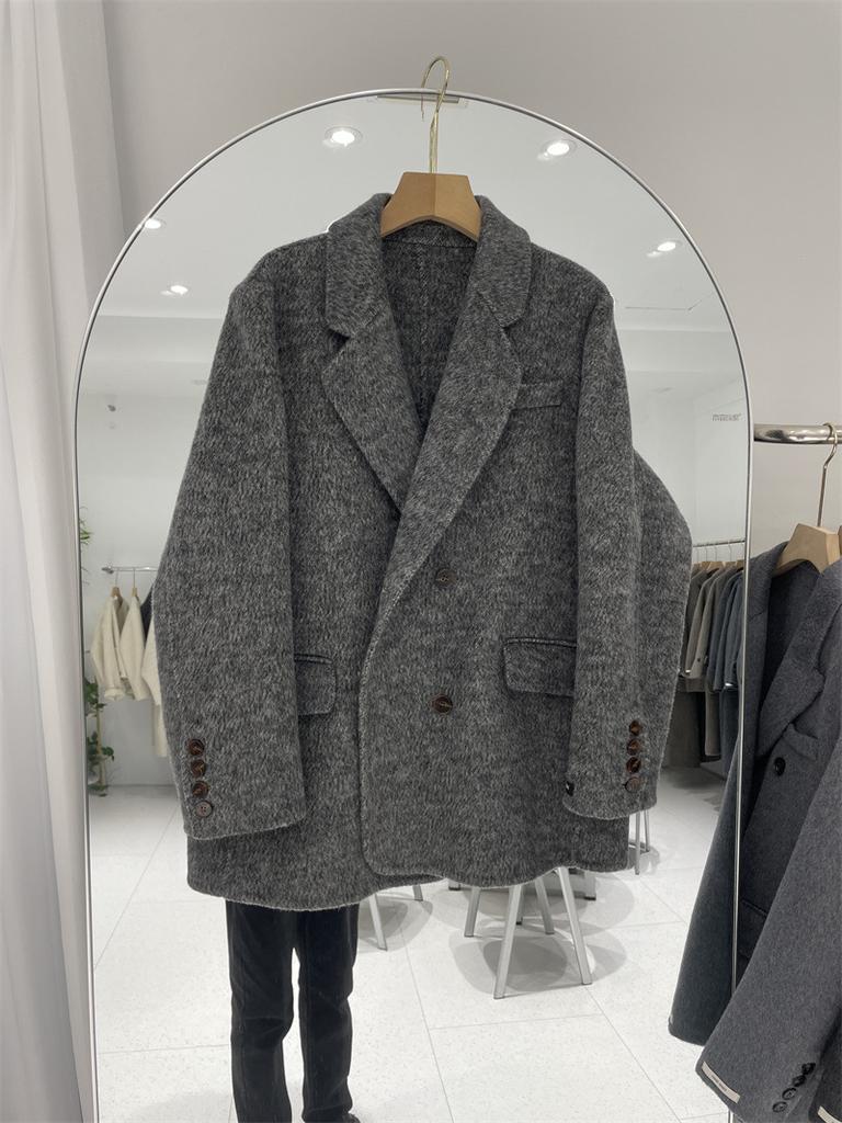 Wool coat women's double-sided woolen jacket commuting long-sleeved suit collar simple and loose autumn and winter commuting style