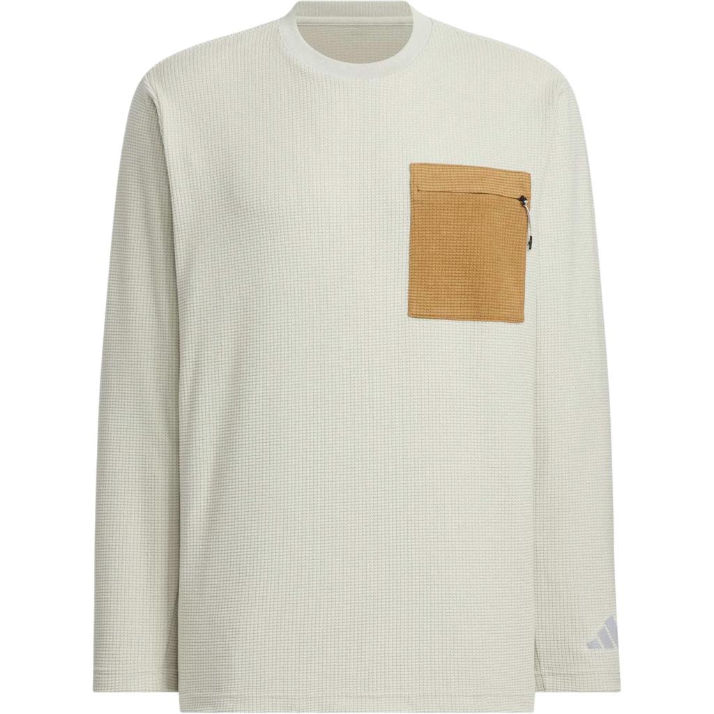 Adidas FW24 M Trans Tee Waffle Sports Casual Long Sleeve T-Shirt Men Tops Light-Sesame Earth-Grey JX1787