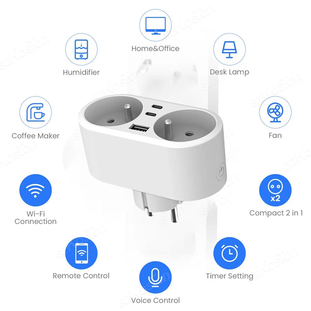 

Graffiti Reg 16A 2-in-1 Smart WiFi Plug with Power Stats, Alexa Voice Control & Scene Linkage