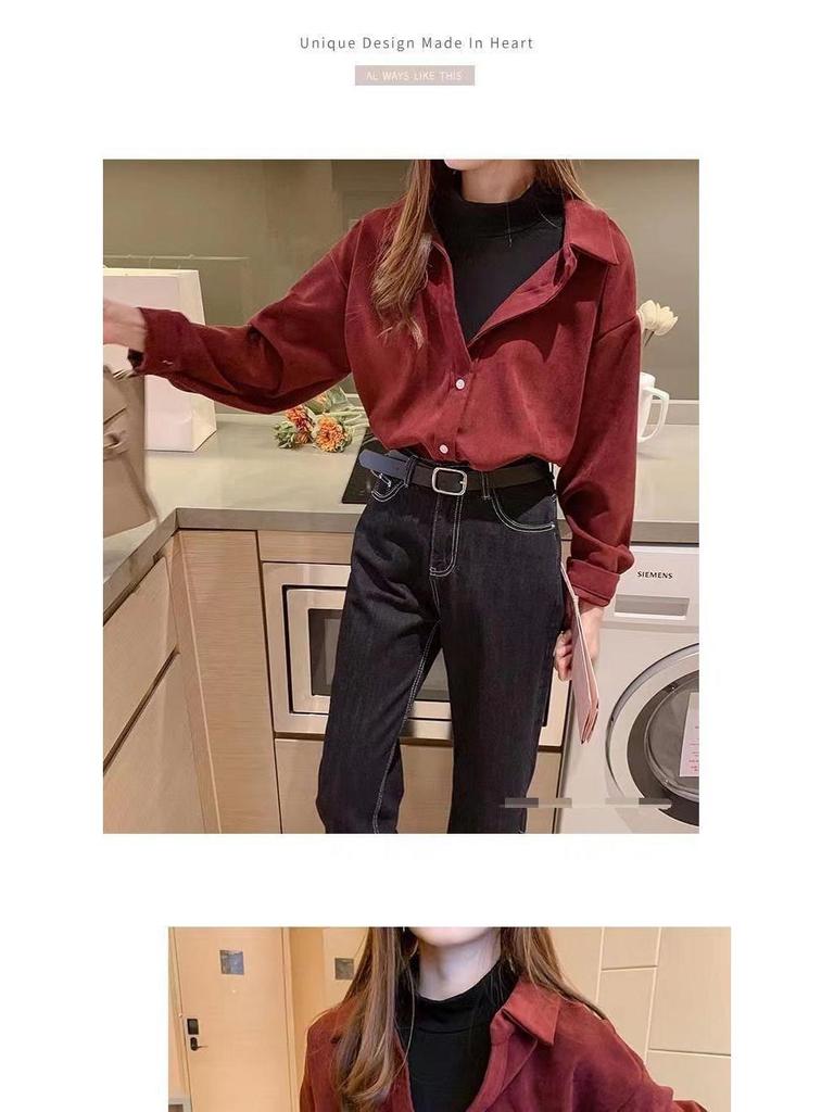 Chic Fake Two-Piece Loose Long-Sleeved Shirt for Fall/Winter