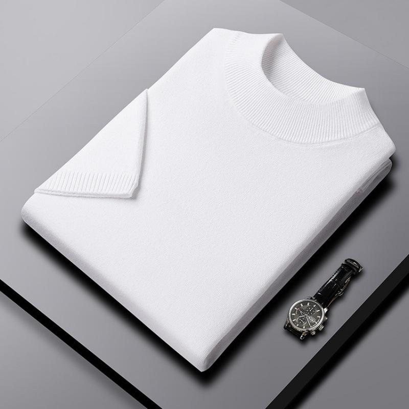 Men'S Short-Sleeve Sweater, Half-Turtleneck Sweater, Thin Pullover Half-Sleeve, Middle-Aged And Young Men'S Knit T-Shirt