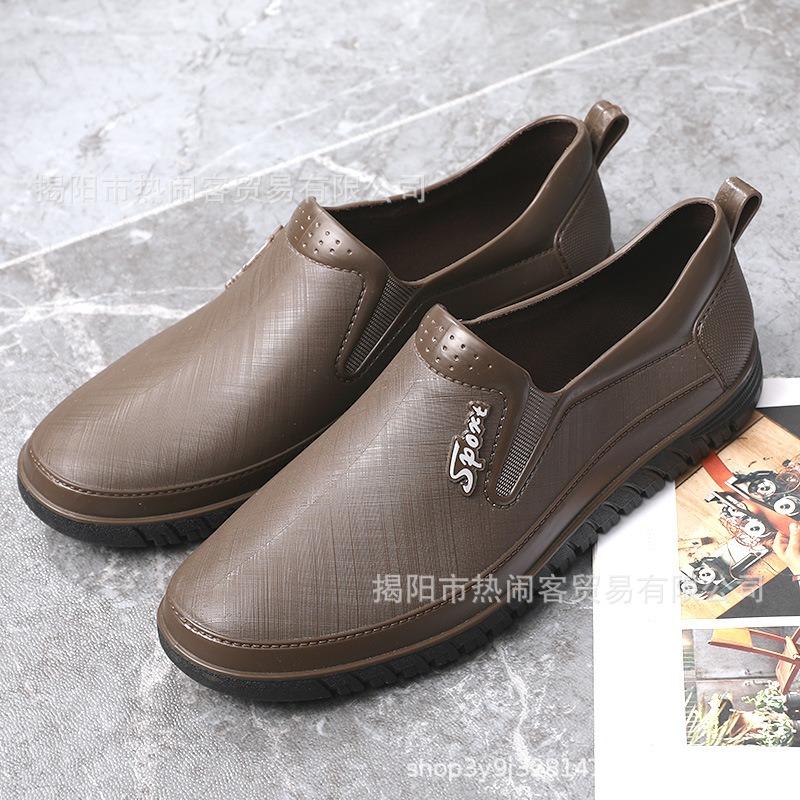Men's fashion low-top rain shoes outdoor glove shoes wading shoes non-slip worker shoes kitchen water shoes imitation leather one-pedal rubber shoes