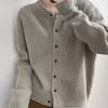 Lazy Style Round-neck Yellow Sweater Jacket for Women Spring and Autumn Knitted Cardigan Loose Solid Color Long-sleeved Casual Sweater Cardigan